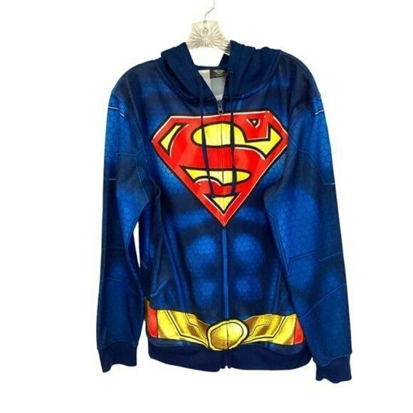 D C Comics Superman Unisex Full Zip Hoodie Sweatshirt Sz Men's Small Superheroes - Picture 1 of 10
